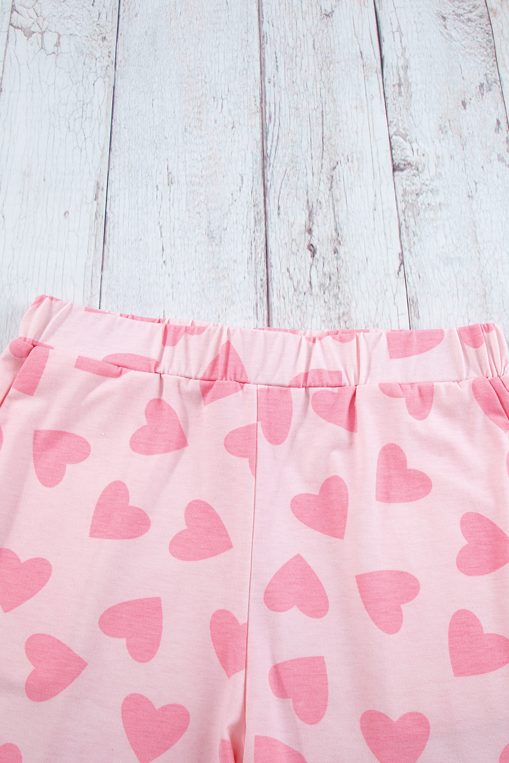 Pink Valentine Heart Shape Print Long Sleeve Top Shorts Lounge Set - Image 6