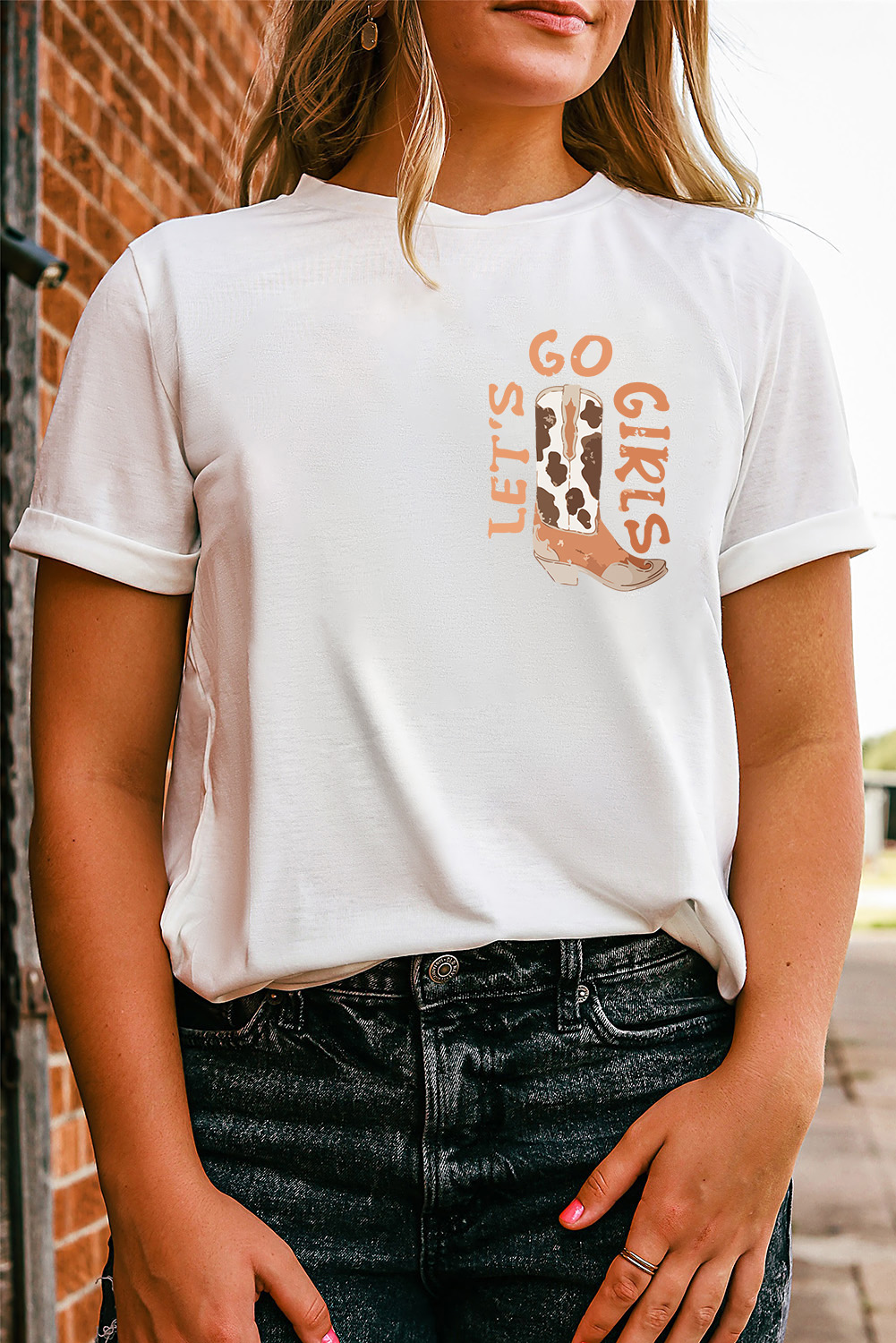White Double-Side Cowboy Hat & Boots Graphic Tee - Image 7