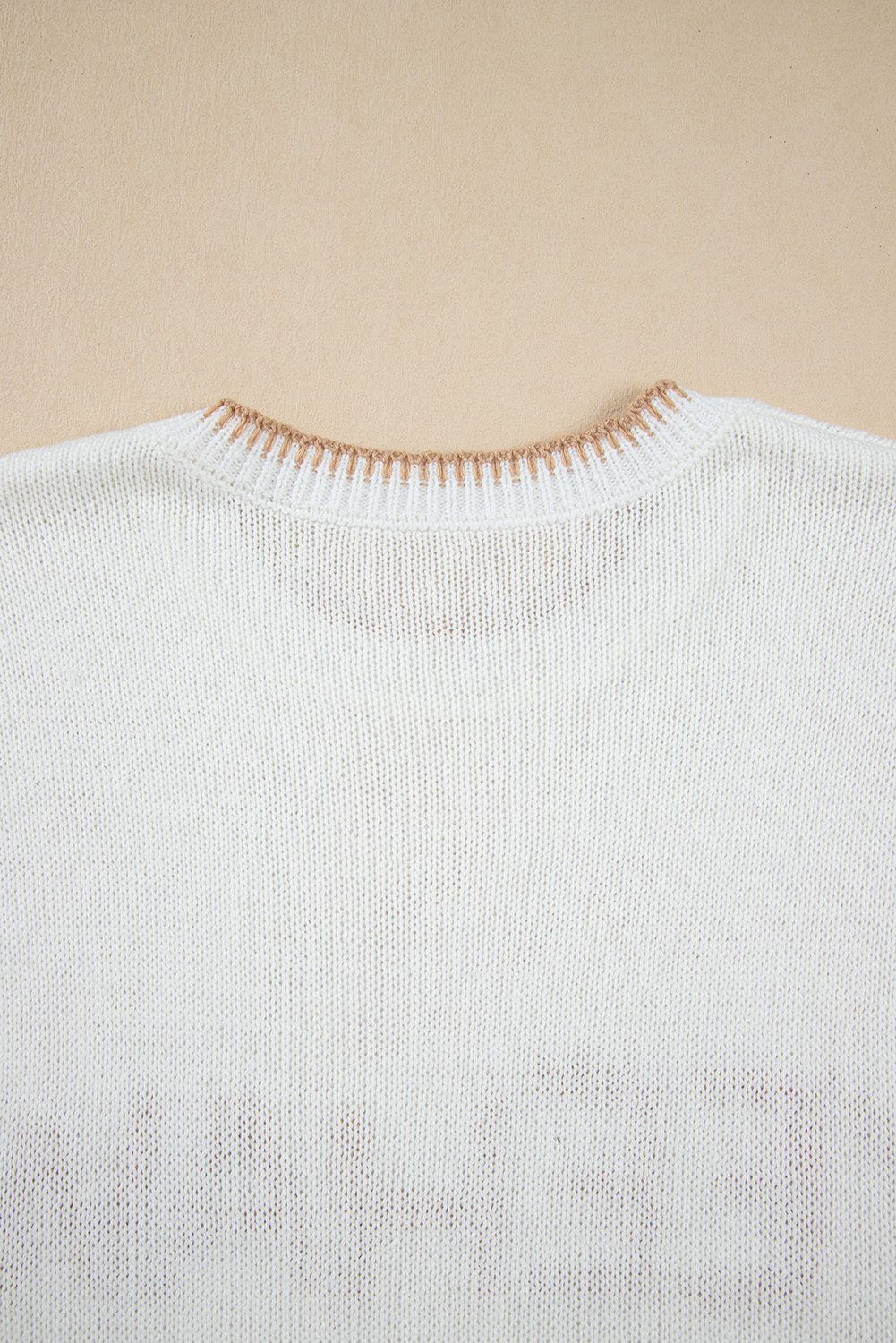 White Knitted YEEHAW Stitch Edge Crew Neck Sweater T Shirt - Image 8
