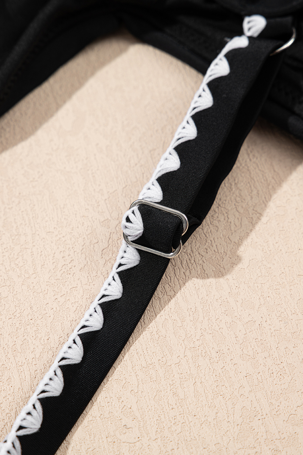 Black Ric Rac Trim Contrasted Patchwork Cutout One Piece Swimsuit - Image 22